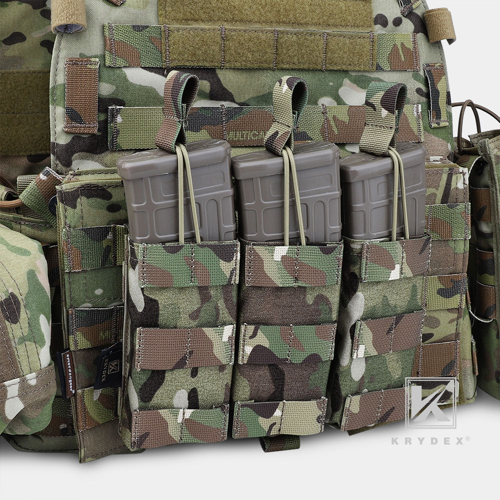 KRYDEX Triple 5.56 .223 Open Top Mag Pouch Modular Tactical Mag Holster